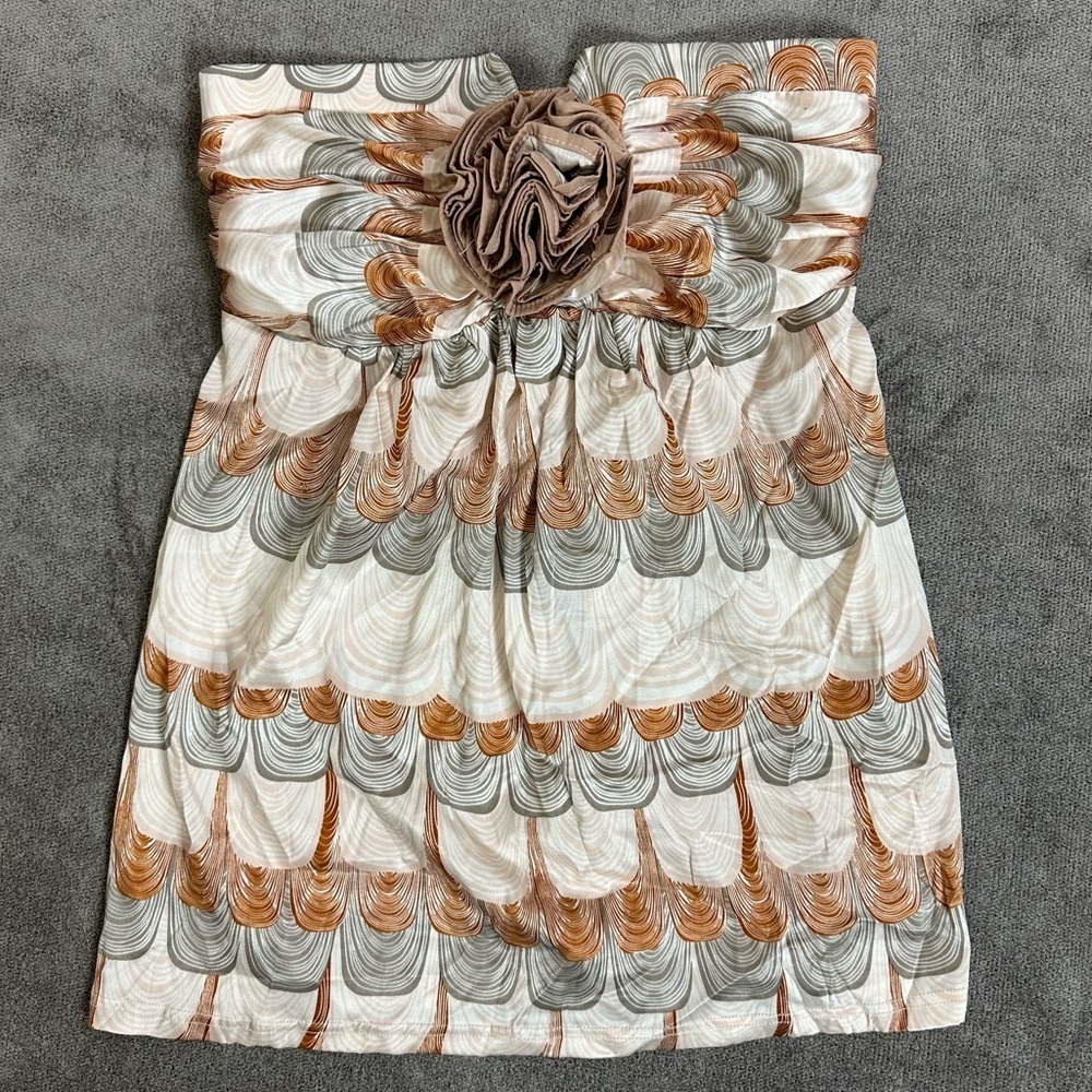 PRAIRIE NEW YORK Silk Rosette Strapless Top Size XS